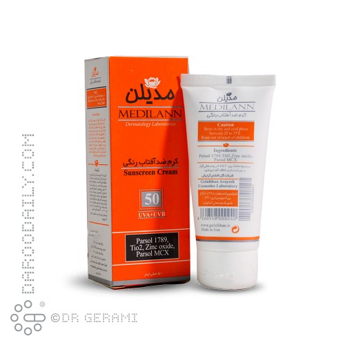 کرم ضد آفتاب رنگی پوست خشک SPF50 مدیلن 50 میلی لیتری