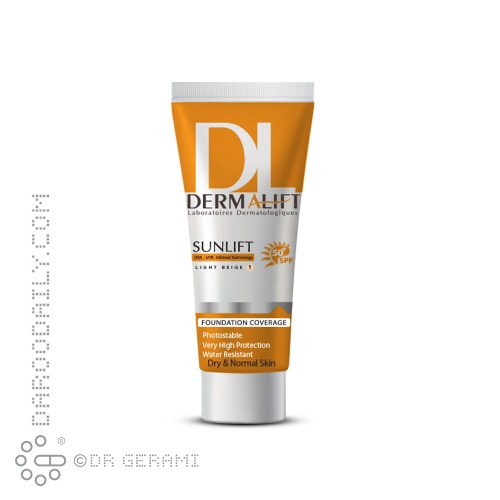 ضد آفتاب کرم پودری بژ روشن پوست خشک مدل Sunlift با SPF50 درمالیفت شماره 1