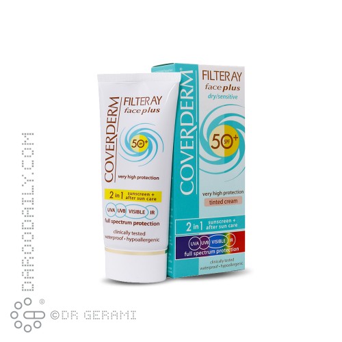 کرم ضد آفتاب قهوه ای روشن پوست معمولی مدل Face Plus با SPF50 کاوردرم 50 میلی لیتری