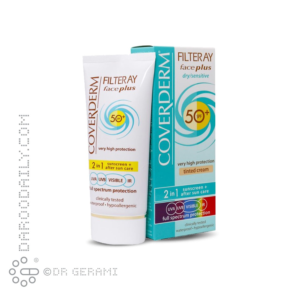 کرم ضد آفتاب بژ روشن پوست معمولی مدل Face Plus با SPF50 کاوردرم 50 میلی لیتری