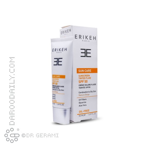 کرم ضد آفتاب بژ طبیعی فاقد چربی پوست مختلط تا چرب SPF50 اریکه 50 میلی لیتری