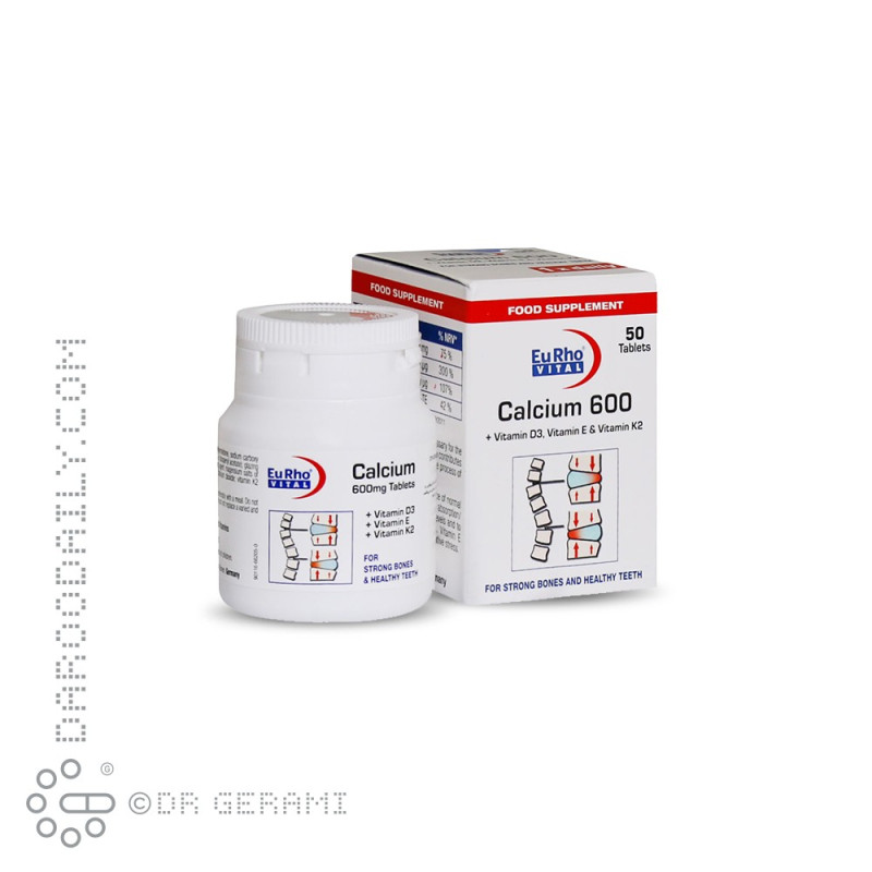 قرص کلسیم 600 میلی گرمی یوروویتال 50 عددی