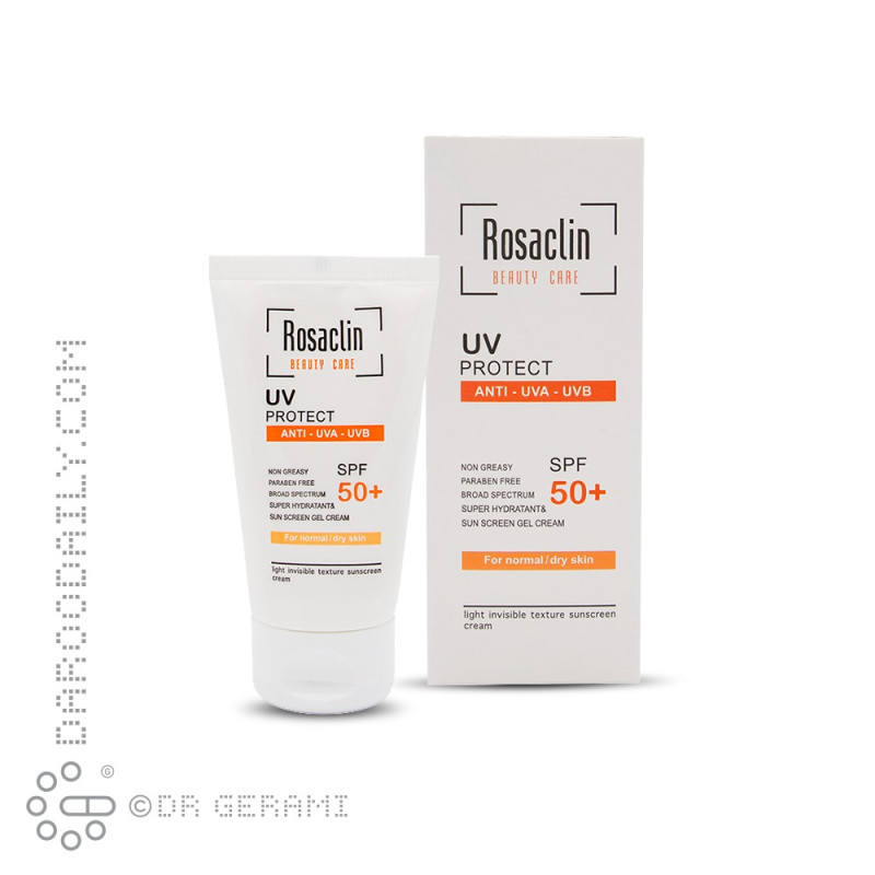 کرم ضد آفتاب بی رنگ پوست خشک و معمولی SPF50 رزاکلین 40 میلی لیتری