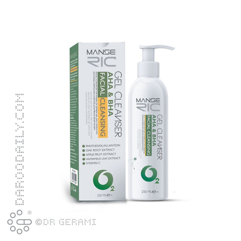 ژل پاک کننده و قابض منافذ باز پوست مختلط تا چرب مانسریک 250 میلی لیتری