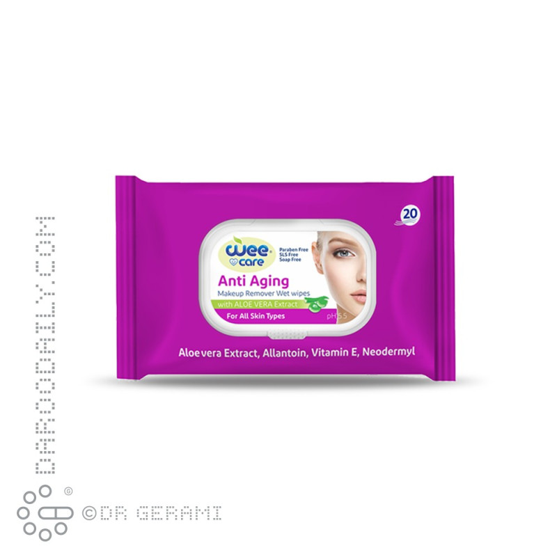 دستمال مرطوب پاک کننده آرایش مدل Anti Aging وی کر 20 عددی