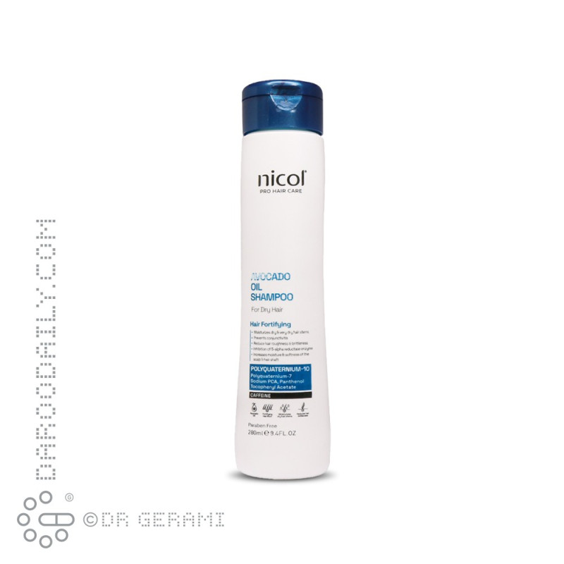 شامپو موهای خشک حاوی روغن آووکادو نیکول 280 میلی لیتری