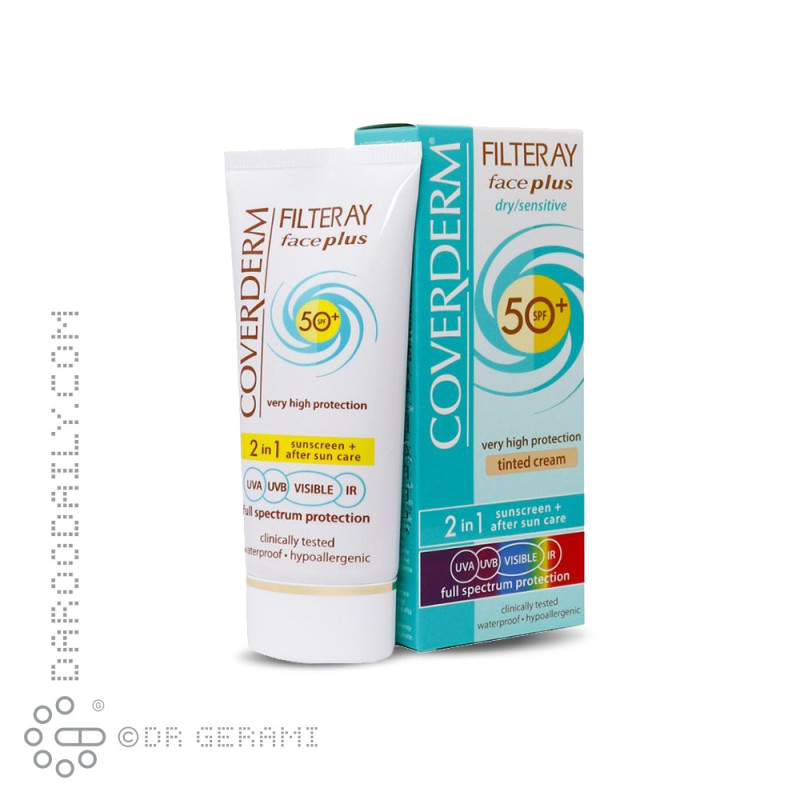 کرم ضد آفتاب بژ روشن پوست معمولی مدل Face Plus با SPF50 کاوردرم 50 میلی لیتری