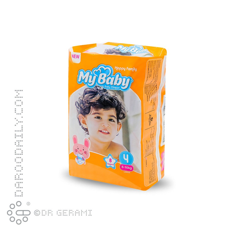 پوشک کودک نارنجی خانواده شاد سایز 4 مای بیبی 8 عددی