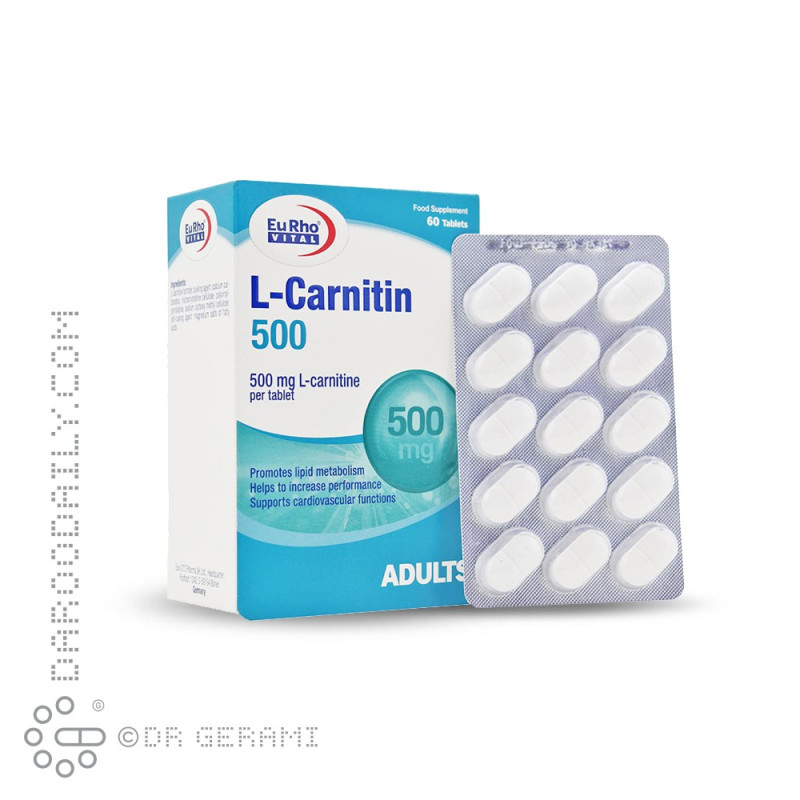 قرص ال کارنیتین 500 میلی گرمی یورویتال 60 عددی