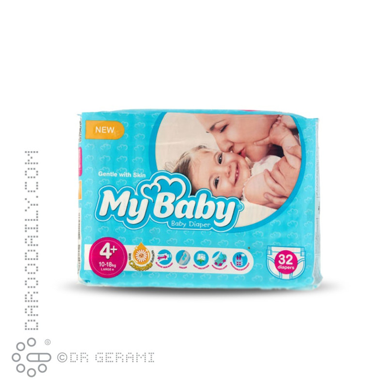 پوشک دوبل کودک  سایز +4 مای بیبی 32 عددی