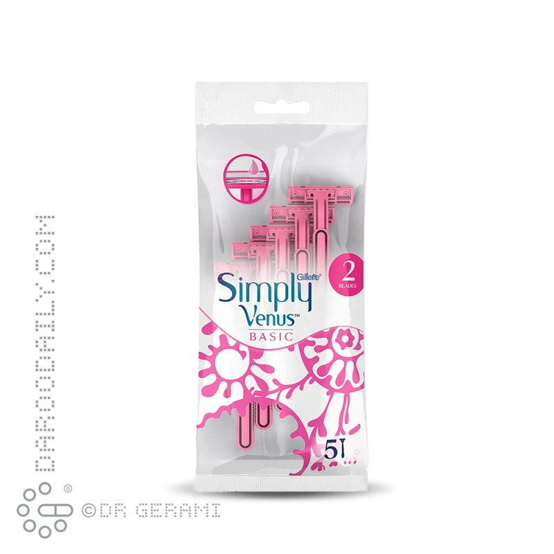 خود تراش دو لبه صورتی بانوان مدل Simply Venus ژیلت 5 عددی