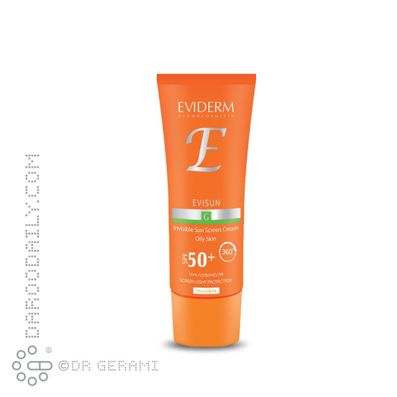 کرم ضد آفتاب بی رنگ پوست چرب مدل Evisun G با SPF50 اویدرم 40 میلی لیتری