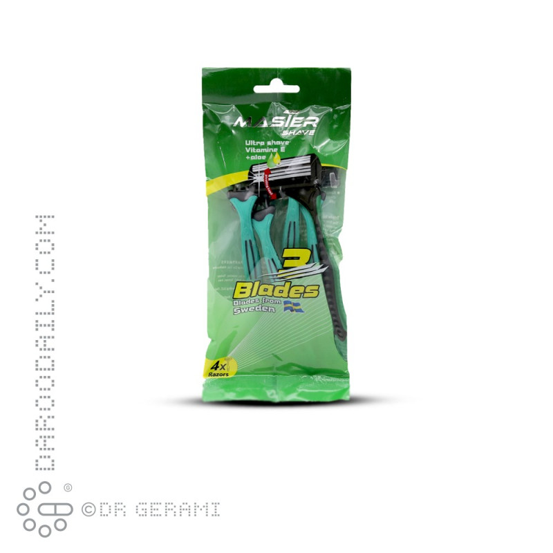 خود تراش سه لبه سبز سری متحرک مستر شیو 4 عددی