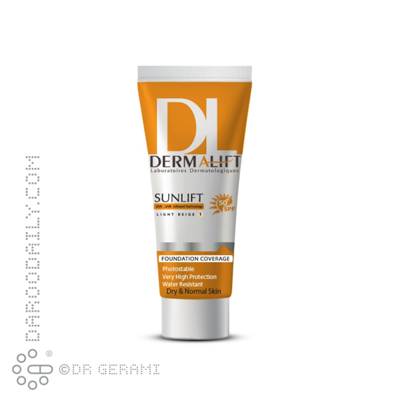 ضد آفتاب کرم پودری بژ روشن پوست خشک مدل Sunlift با SPF50 درمالیفت شماره 1