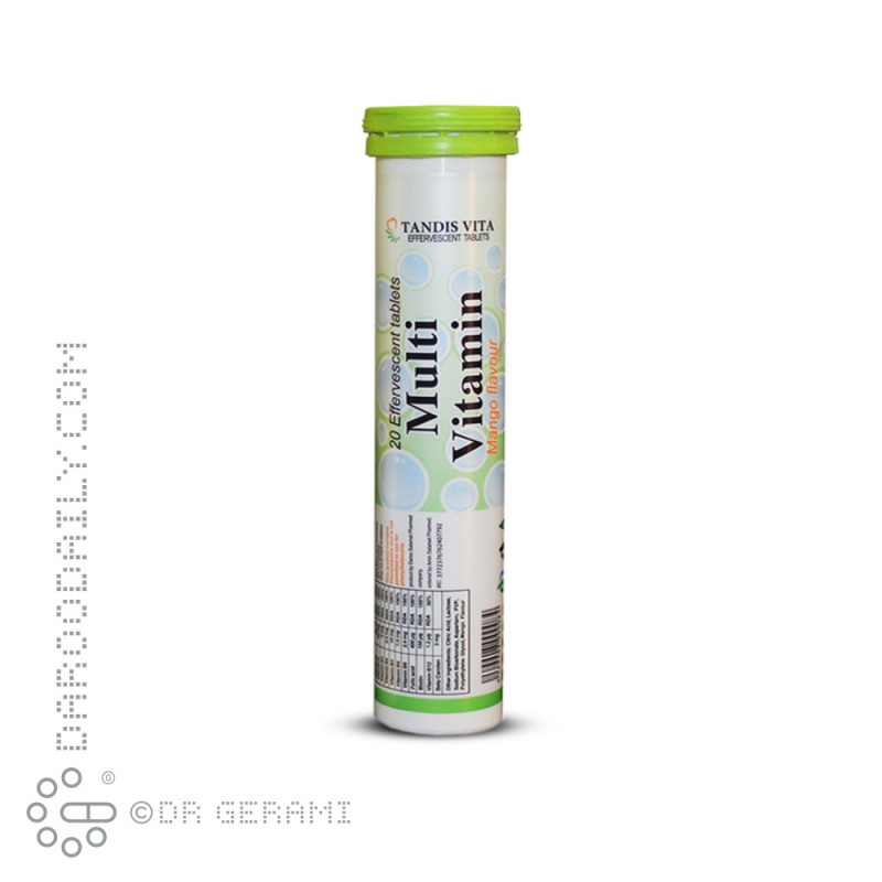 قرص جوشان 500 میلی گرمی ویتامین C با طعم انبه تندیس ویتا 20 عددی