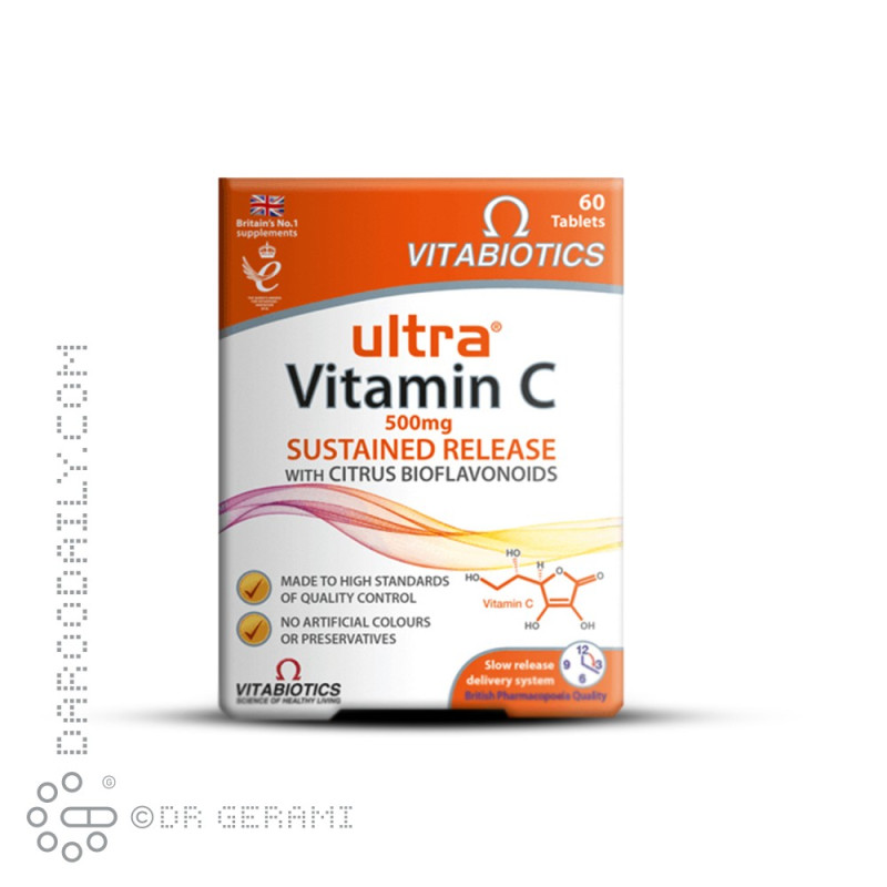 قرص 500 میلی گرمی اولترا ویتامین C ویتابیوتیکس 60 عددی