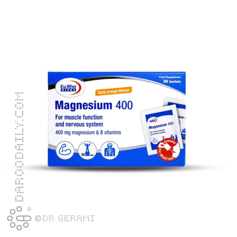 پودر منیزیم ۴۰۰ یوروویتال ۳۰ عددی