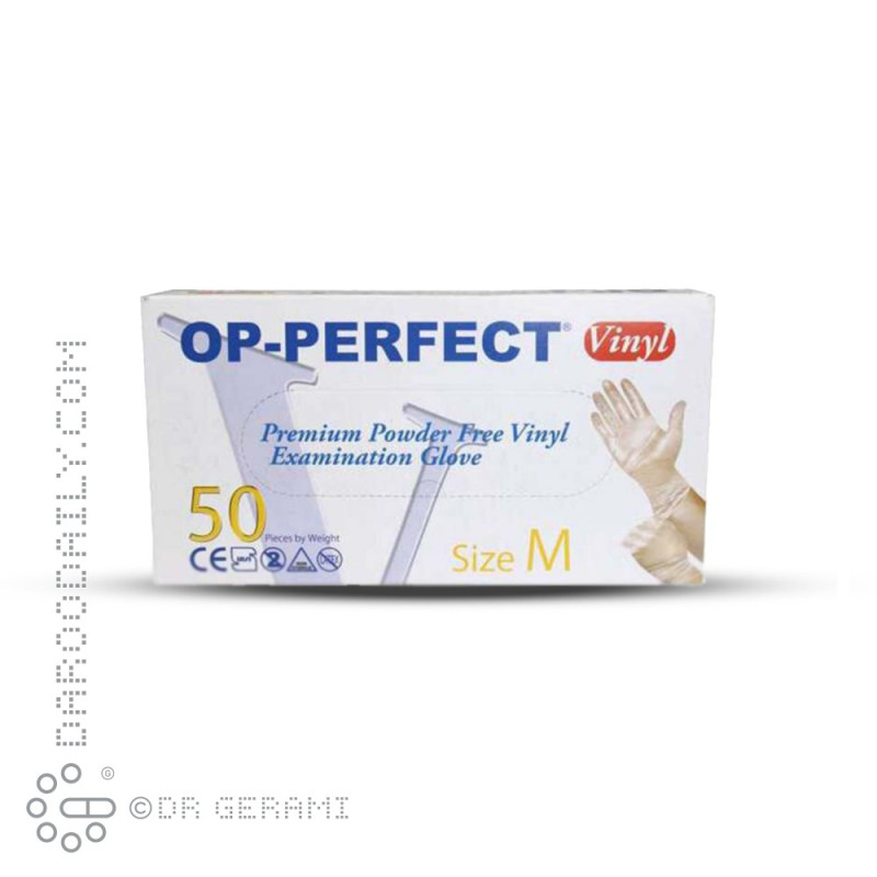 دستکش وینیل سایز متوسط اوپی پرفکت 50 عددی