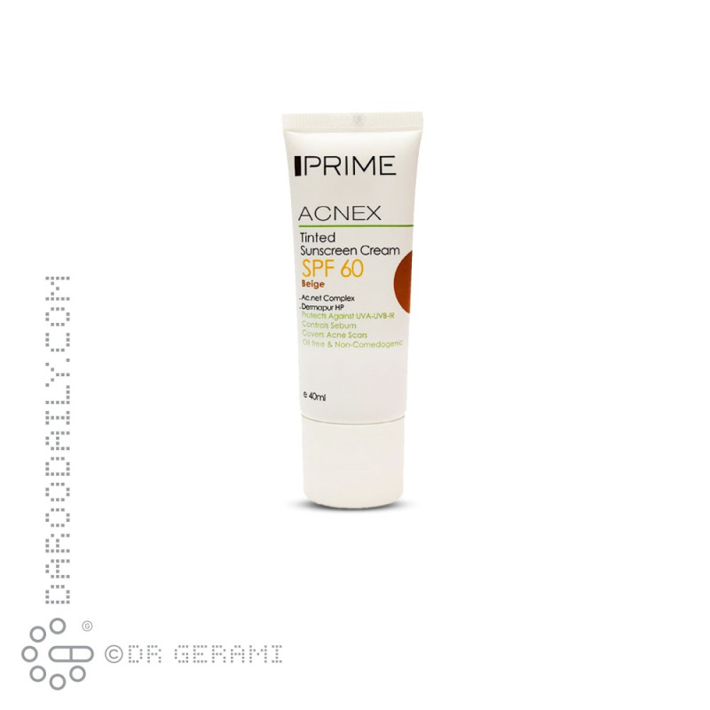کرم ضد آفتاب بژ تیره پوست چرب و مستعد آکنه فاقد چربی SPF60 پریم 30 میلی لیتری