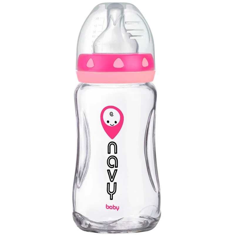 شیشه شیر کلاسیک تو پلاس پیرکس ضخیم 270 میلی لیتر ناوی بیبی