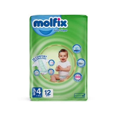 پوشک کودک مولفیکس سایز 4 بسته 12 عددی