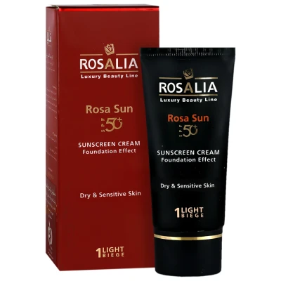 کرم ضد آفتاب بژ روشن پوست حساس و خشک SPF50 رزالیا ۴۰ میلی لیتری