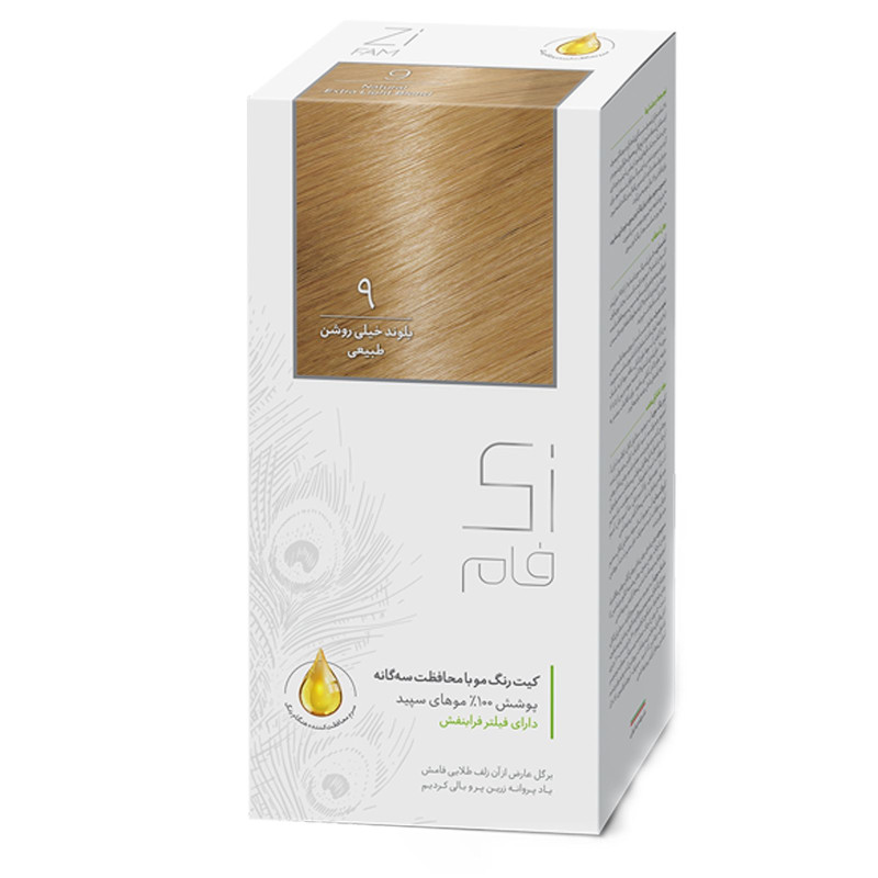 کیت رنگ موی بلوند خیلی روشن سری طبیعی زی فام شماره 9