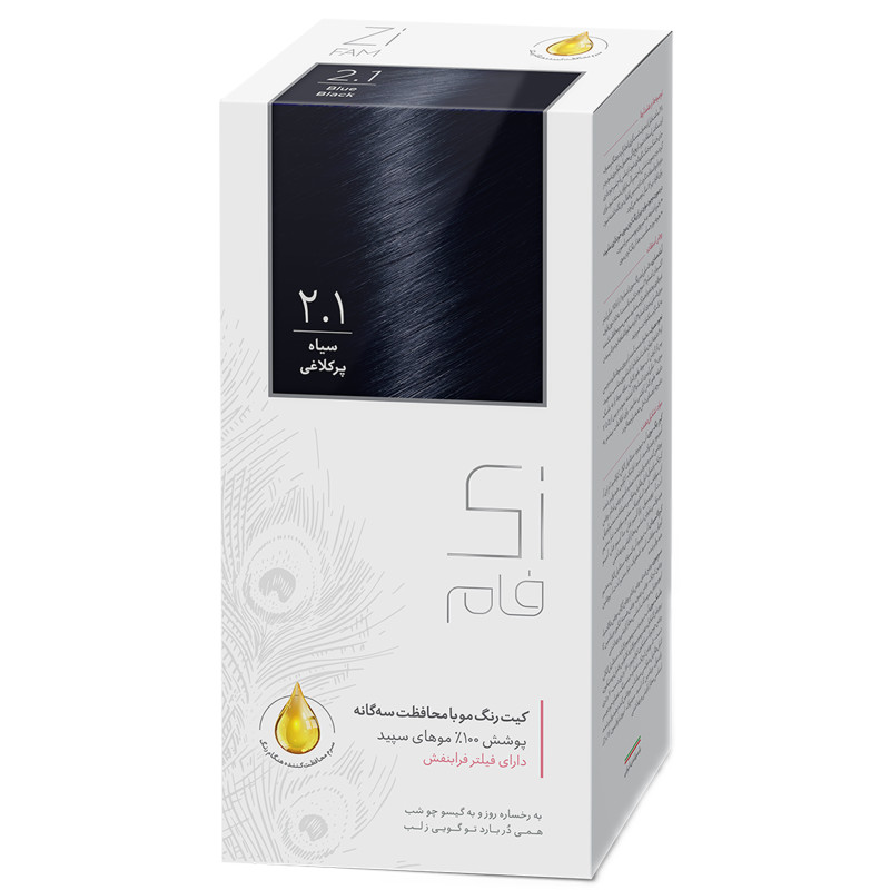 کیت رنگ موی سیاه پرکلاغی سری دودی زی فام شماره 2.1