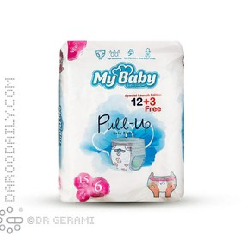 پوشک شورتی پول آپ کودک سایز ۶ مای بیبی بسته 15 عددی