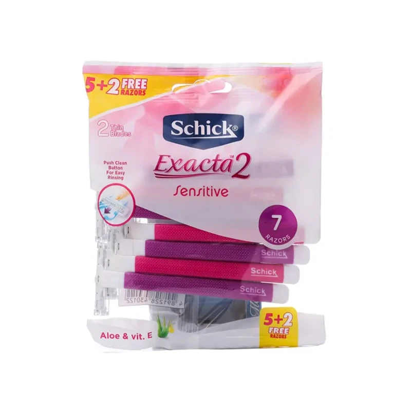 خودتراش پفکی بانوان مدل اگزکتا 2 لبه شیک 7 عددی