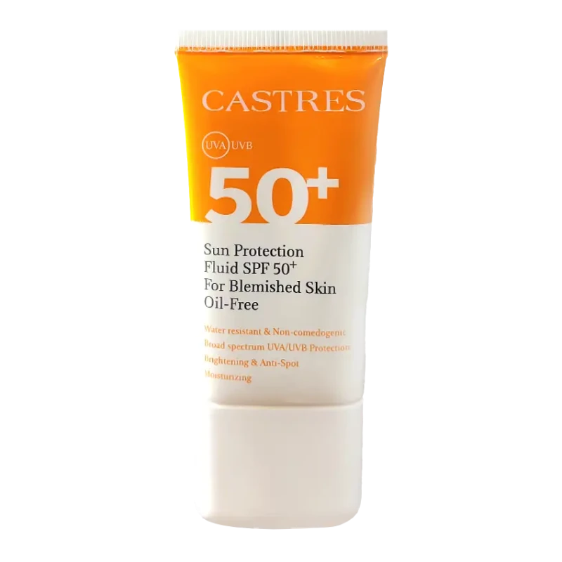 فلوئید ضد آفتاب بی‌رنگ کاسترز مناسب پوست دارای لک SPF 5
