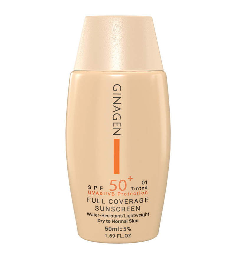 کرم ضد آفتاب رنگ طبیعی پوست خشک SPF50 ژیناژن ۵۰ میلی لیتری