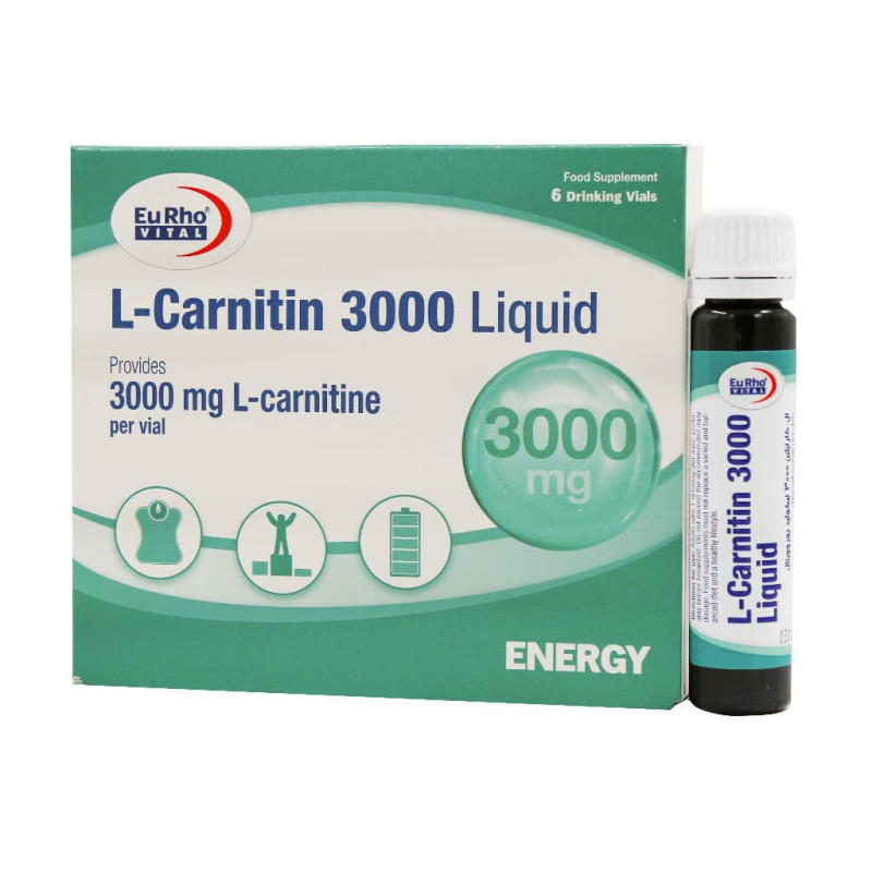 ویال خوراکی ال کارنیتین 3000 میلی گرم یوروویتال 6 عدد