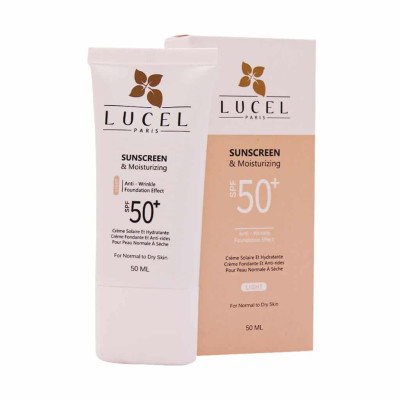 ضد آفتاب کرم پودری بژ روشن پوست خشک SPF50 لوسل 50 میلی لیتری