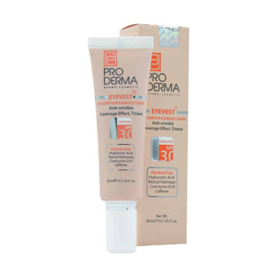 کرم پوشاننده و ضد چروک رنگی دور چشم SPF30 پرودرما 20 میلی لیتری
