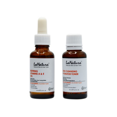 سرم ژل ضد چروک ویتامین A و E و تونر آبرسان لاناتورا 2 عددی