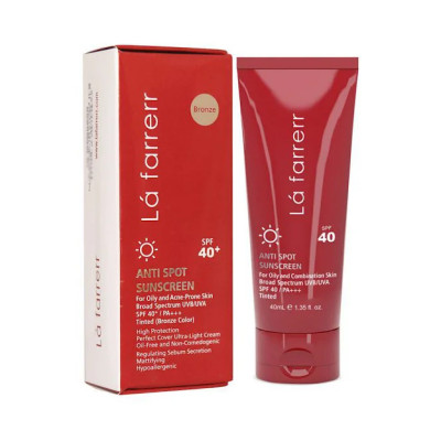 کرم ضد آفتاب و ضد لک برنز پوست چرب فاقد چربی SPF40 لافارر 40 میلی لیتری