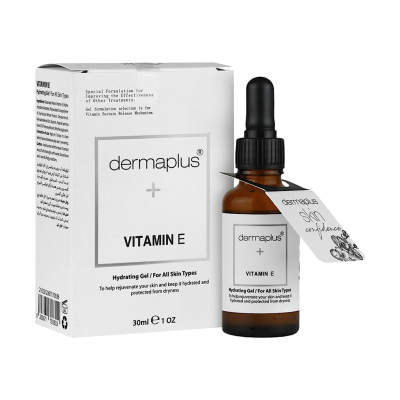 ژل مرطوب کننده و جوان کننده پوست حاوی ویتامین E درماپلاس ۳۰ میلی لیتری