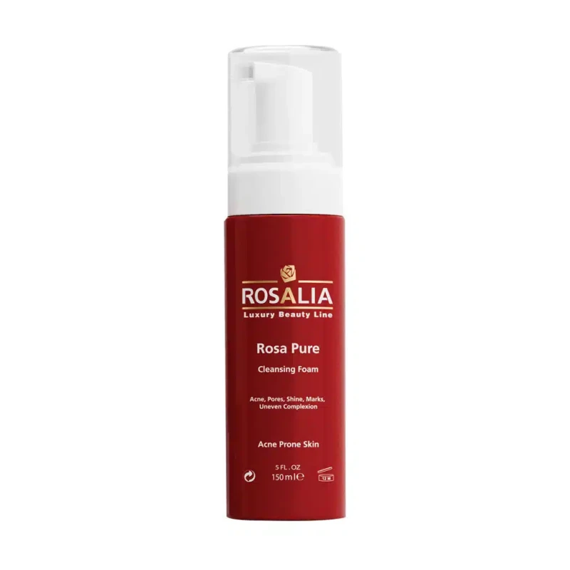 فوم پاک کننده صورت پوست چرب و جوشدار مدل Rosa Pure رزالیا 150 میلی لیتری