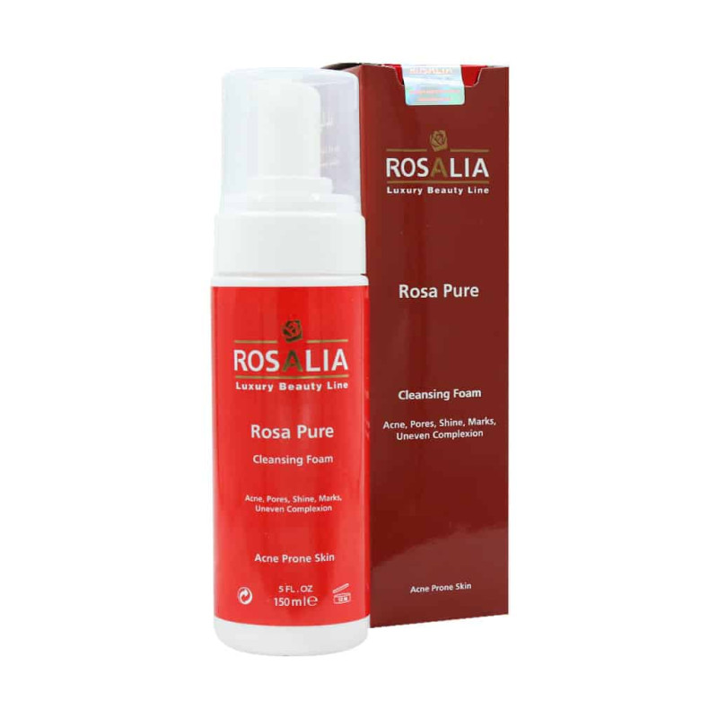 فوم پاک کننده صورت پوست چرب و جوشدار مدل Rosa Pure رزالیا 150 میلی لیتری