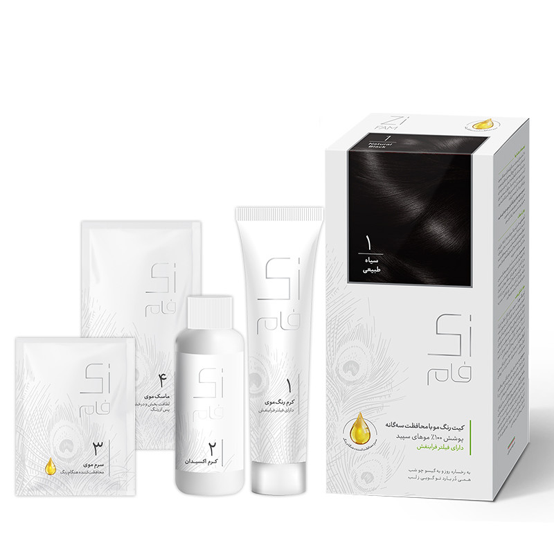 کیت رنگ موی سیاه سری طبیعی زی فام شماره 1