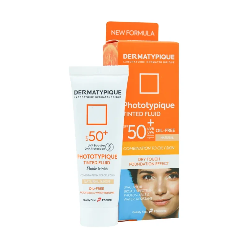فلویید ضد آفتاب بژ طبیعی پوست چرب +SPF50 درماتیپیک 50 میلی لیتری