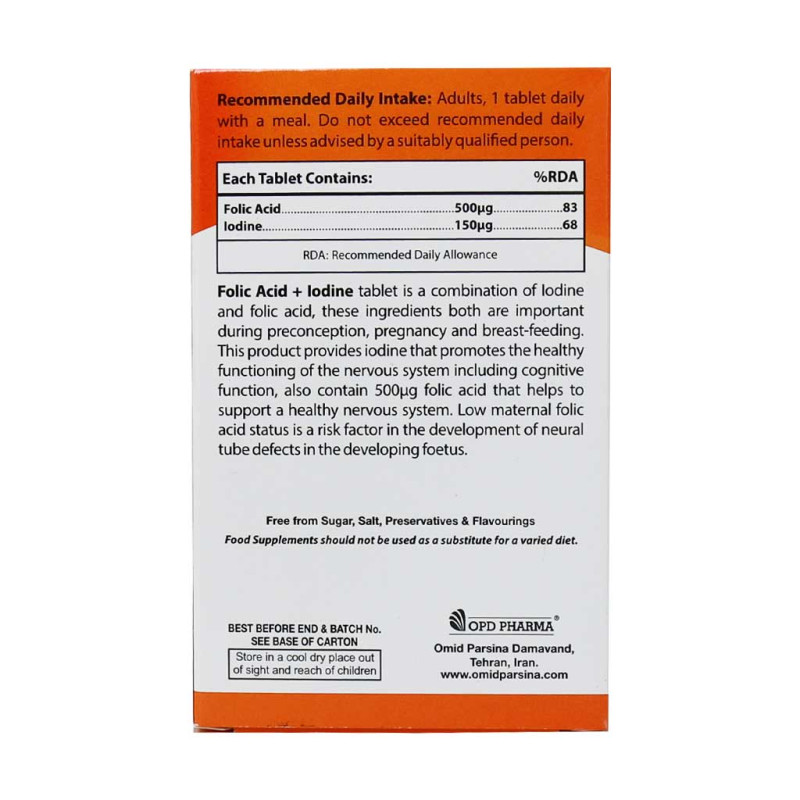 قرص ید و فولیک اسید او پی دی فارما 30 عددی
