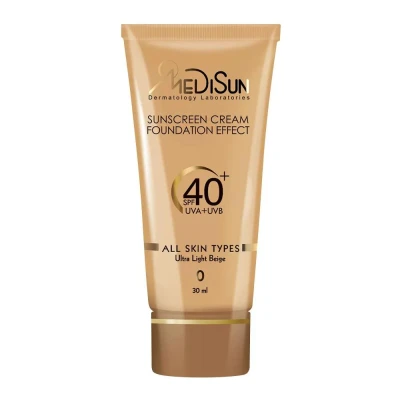 ضد آفتاب کرم پودری با SPF40 رنگی بژ خیلی روشن  کد 0 مناسب انواع پوست حجم 30 میلی لیتر  مدیسان