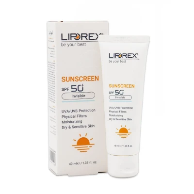 کرم ضد آفتاب بی رنگ پوست خشک و حساس SPF50 لیپورکس ۴۰ میلی لیتری