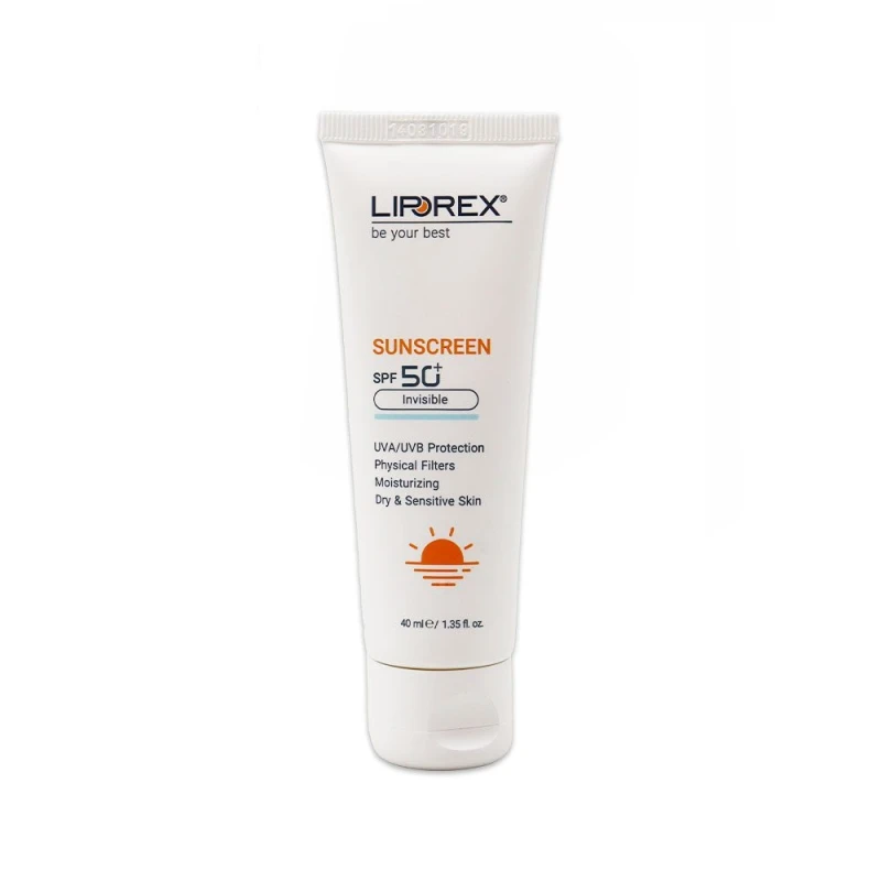 کرم ضد آفتاب بی رنگ پوست خشک و حساس SPF50 لیپورکس ۴۰ میلی لیتری