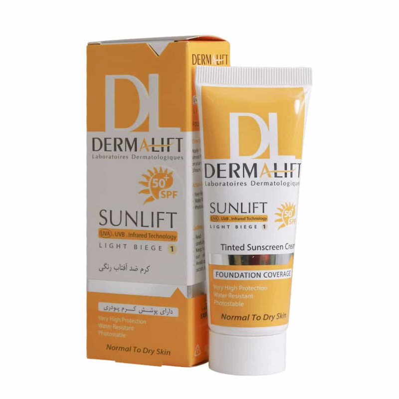 کرم ضد آفتاب بی رنگ پوست خشک SPF50 درمالیفت 40 میلی لیتری