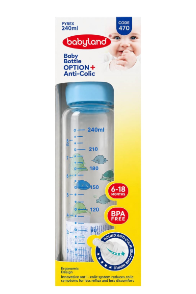 شیشه شیر پیرکس کلاسیک بی بی لند 240 میلی لیتری کد 470
