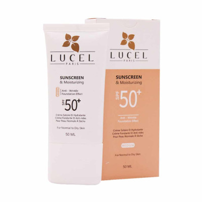 کرم ضد آفتاب و مرطوب کننده SPF50 پوست خشک و معمولی لوسل 50 میلی لیتر
