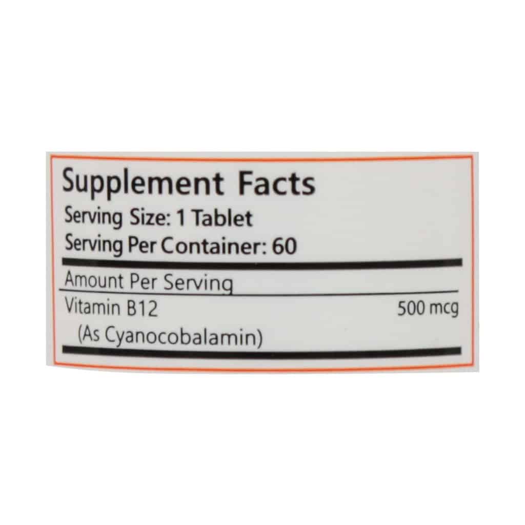 قرص 500 میکروگرمی ویتامین B12 برونسون 100 عددی